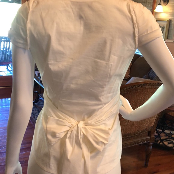BCBGMAXAZRIA White puff sleeve v neck tie in back dress shirt women’s si… - Picture 9 of 16